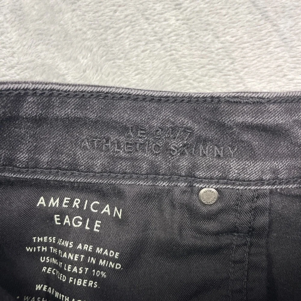 American Eagle Jeans Mens 34x32 Black Denim‎ Athletic Fit Airflex+ Skinny Leg